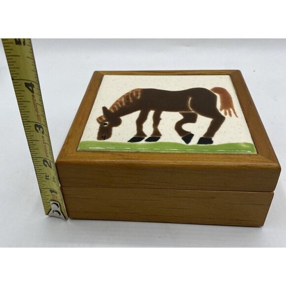 Trinket Box Handpainted Horse Ceramic Tile Lid Jewelry Office Ranch Western Art - Picture 8 of 16